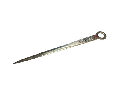 Lot 88 - Georgian-style silver meat skewer (Sheffield 1973), 21cm long