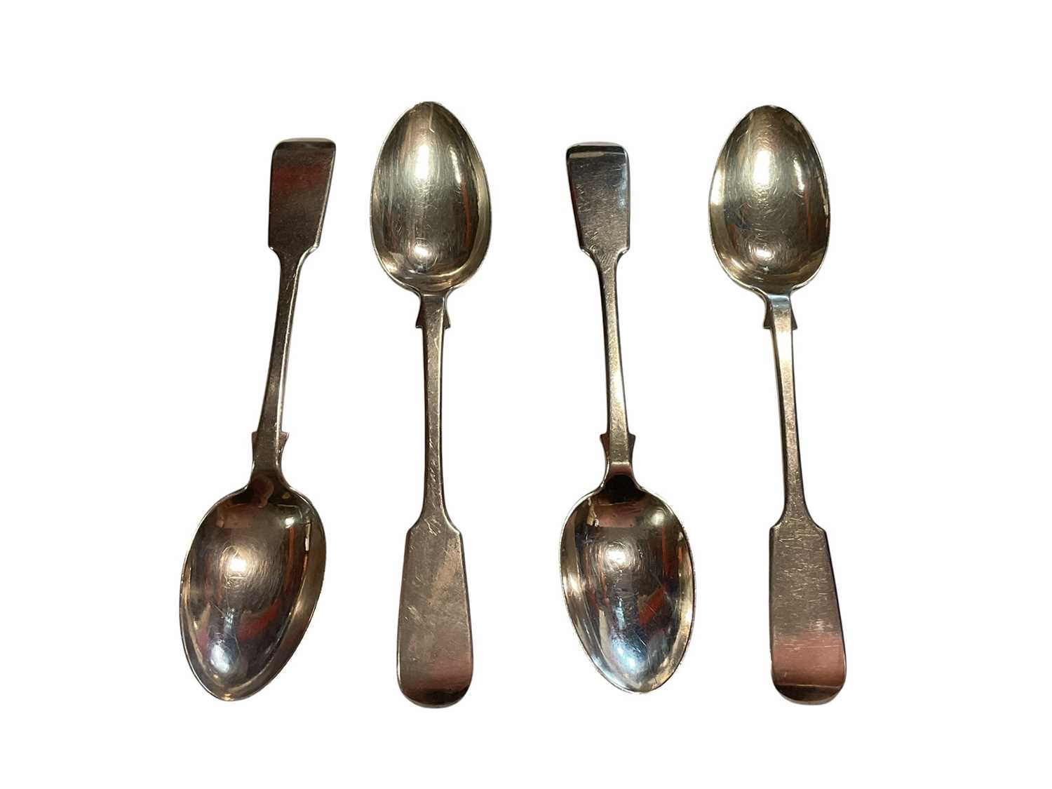 Lot 92 - Set of four Victorian silver fiddle pattern