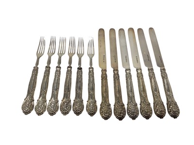 Lot 397 - Six place setting Victorian silver fruit knives and forks