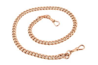 Lot 496 - Edwardian 9ct rose gold curb link watch chain