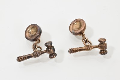 Lot 497 - Pair of novelty silver cufflinks in the form of gavels