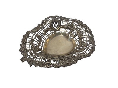 Lot 222 - Victorian silver heart shaped bon-bon dish
