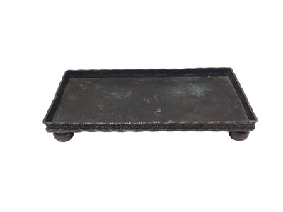 Lot 225 - Chinese silver rectangular tray, on four ball feet