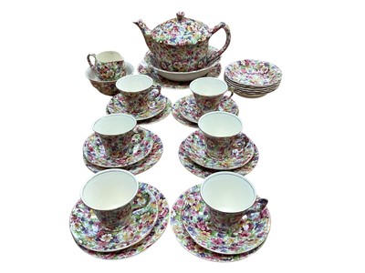 Lot 1121 - Chintz tea set by James Kent in the 'Du Barry' pattern