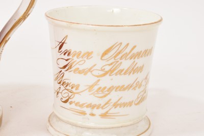 Lot 93 - 19th century two handed loving cup, and two inscribed mugs