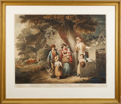 Lot 1064 - William Barnard after William Bigg, pair of 19th century coloured mezzotints - 'The Plundering Vagrants' and 'The Peasants Integrity'