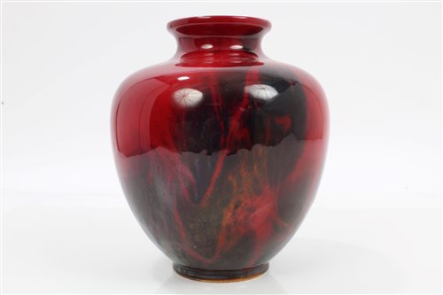 Lot 2021 - Royal Doulton Sung flambé vase of ovoid form,...