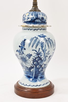 Lot 88 - 18th century Dutch Delft vase, fitted as a table lamp