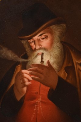 Lot 3 - Vienna plate, finely painted with a man smoking, signed Wagner