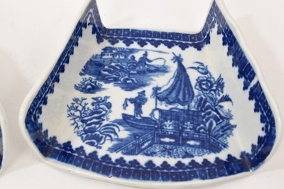 Lot 4 - Rare pair of Worcester Fisherman and Cormorant pattern asparagus servers