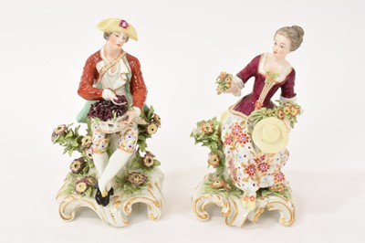 Lot 97 - Pair of Continental porcelain figures, in Chelsea style