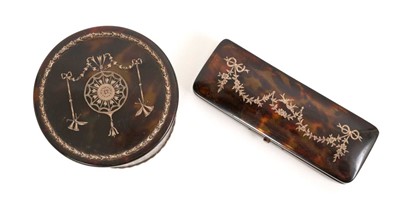 Lot 758 - Two silver mounted tortoiseshell boxes