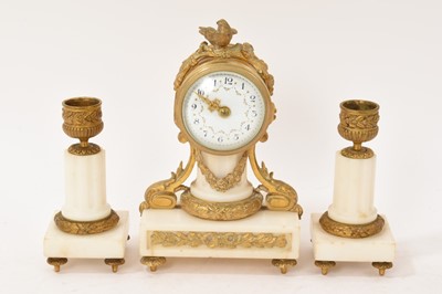 Lot 638 - Late 19th century French small clock garniture