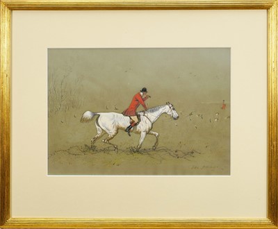 Lot 976 - English School, 19th century, good set of twelve pencil, pastel and charcoal drawings - A Hunting Day, each titled, in good quality gilt frames