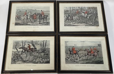 Lot 962 - Set of four coloured hunting prints after H. Alken, ‘Hunting Incidents’, 20.5cm x 33cm, in glazed Hogarth frames