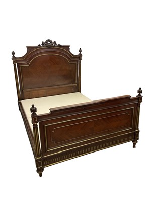 Lot 1418 - 19th century French mahogany and brass mounted double bed