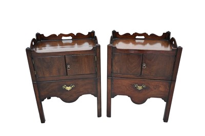 Lot 1388 - Pair of George III mahogany tray top bedside cabinets