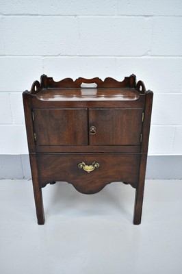 Lot 1388 - Pair of George III mahogany tray top bedside cabinets