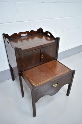 Lot 1388 - Pair of George III mahogany tray top bedside cabinets