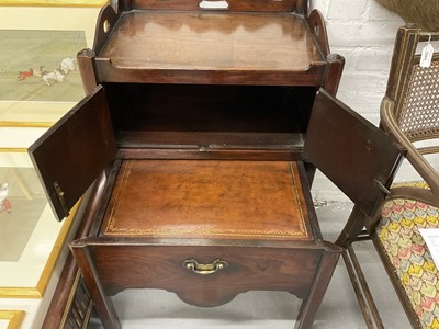 Lot 1388 - Pair of George III mahogany tray top bedside cabinets