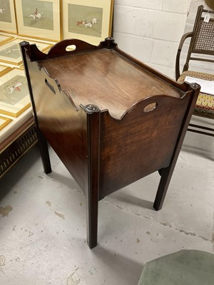 Lot 1388 - Pair of George III mahogany tray top bedside cabinets