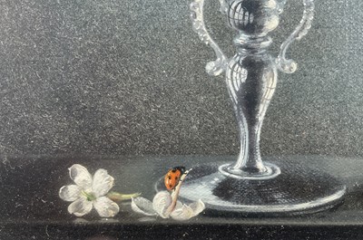 Lot 1000 - *Cecil Kennedy (1905-1997) oil on canvas - Still Life Orchids, signed, 26cm x 20.5cm, in glazed burr veneer frame