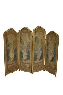 Lot 1408 - 19th century French three fold giltwood dressing screen