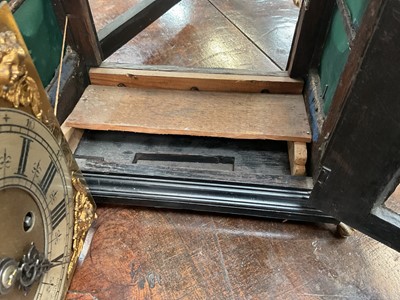 Lot 642 - Georgian bracket clock by R Williams, London with engraved back plate together with pierced brass caddy top. Pendulum and two winding keys present