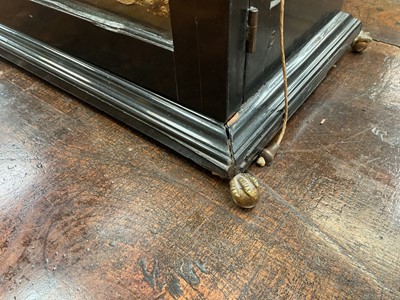 Lot 642 - Georgian bracket clock by R Williams, London with engraved back plate together with pierced brass caddy top. Pendulum and two winding keys present