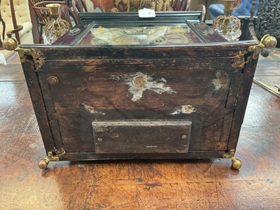Lot 642 - Georgian bracket clock by R Williams, London with engraved back plate together with pierced brass caddy top. Pendulum and two winding keys present