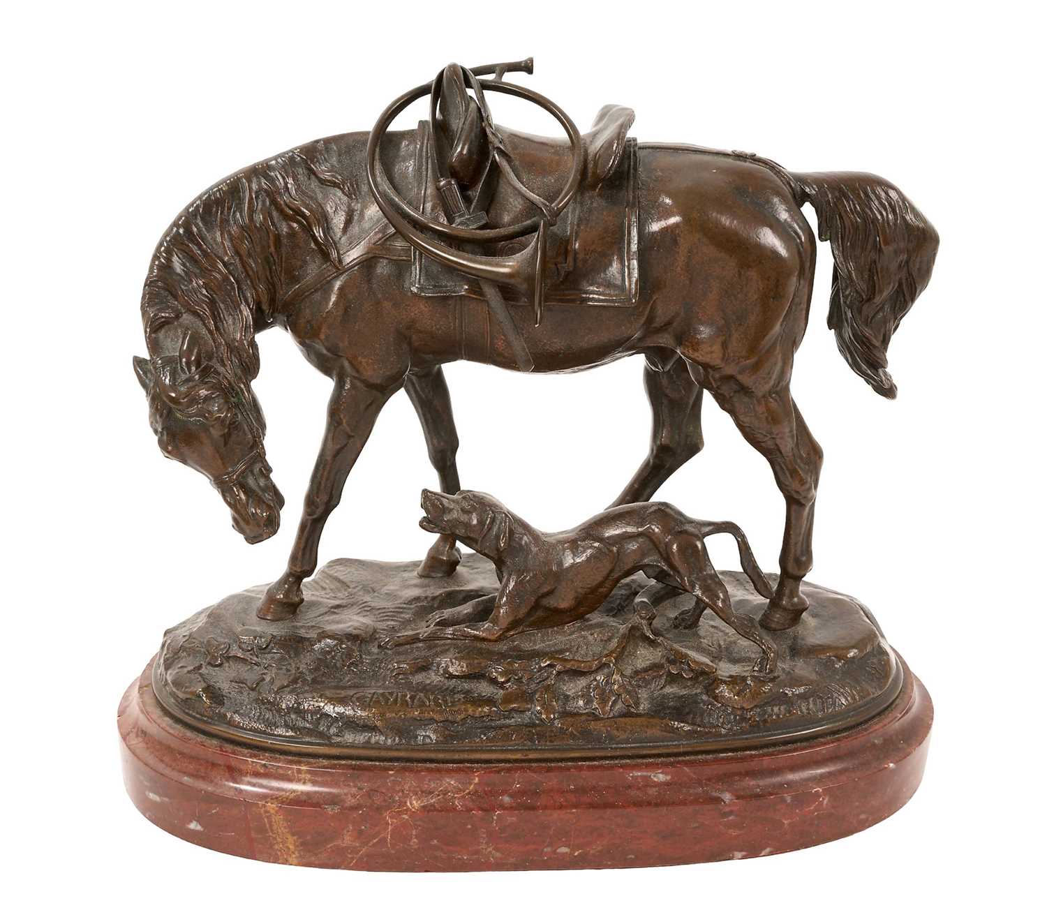 Lot 745 - Joseph Raymond Paul Gayrard (1807-1855) bronze Horse and Hound
