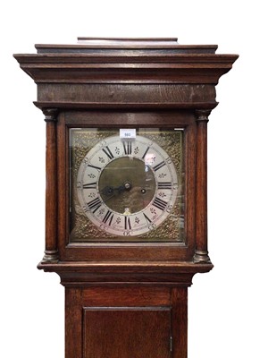 Lot 593 - 18th century eight day longcase clock by William Lawrence of Thame, in oak case with key, two weights and pendulum