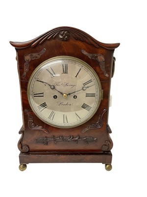 Lot 594 - Regency bracket clock by Thomas Savage, London, in mahogany case with key and pendulum
