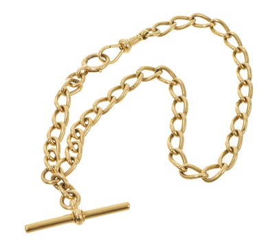 Lot 614 - Antique 18ct gold curb link watch chain