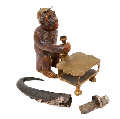 Lot 716 - Victorian novelty match box holder, together with cigar / cheroot cutter (2)