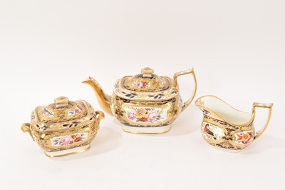 Lot 102 - Early 19th century Coalport teapot, cream jug and sugar box