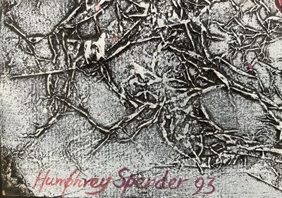 Lot 1001 - *Humphrey Spender (1910-2005) oil on card - Birds in Frost, 1993, signed and dated, 18cm x 41.5cm, in glazed frame