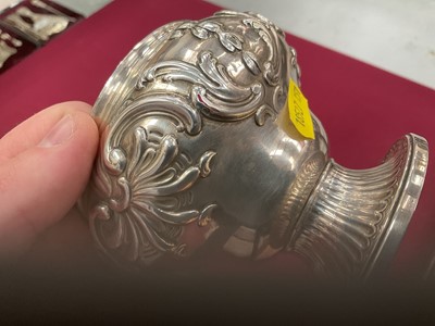 Lot 244 - Pair George III silver tea caddies of bombe form, and a matching sugar vase.