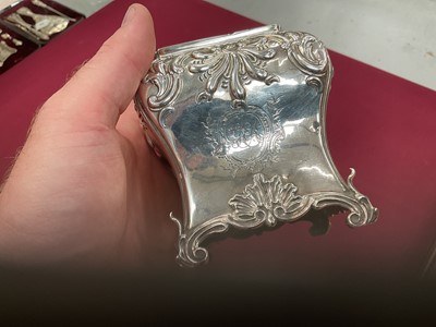 Lot 244 - Pair George III silver tea caddies of bombe form, and a matching sugar vase.
