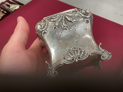 Lot 244 - Pair George III silver tea caddies of bombe form, and a matching sugar vase.