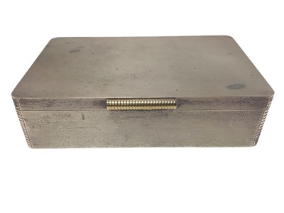 Lot 248 - Contemporary silver cigarette box of rectangular form, with engine turned decoration