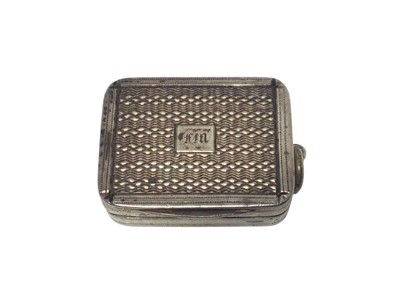 Lot 251 - George III silver vinaigrette of rectangular form, with engine turned decoration and hinged cover