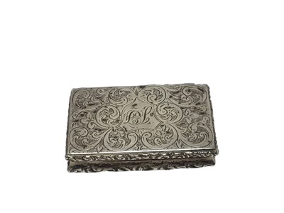 Lot 252 - William IV silver vinaigrette of rectangular form, with engraved floral decoration and hinged cover