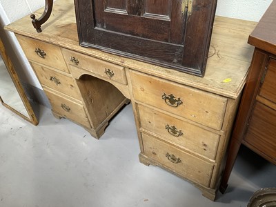 Lot 5238 - Antique pine dresser base, with five drawers about the central recess, 124cm wide x 48cm deep x 76cm high