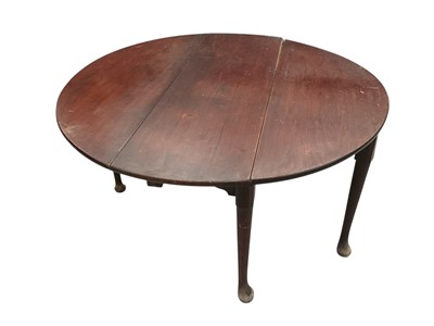 Lot 1456 - George II mahogany dining table, with rounded rectangular drop leaf top on tapered legs and pad feet, approximately 120 x 120cm