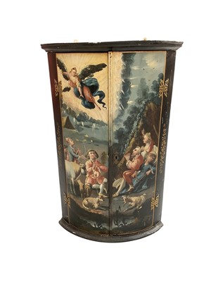 Lot 1462 - George III painted bowfronted corner cabinet