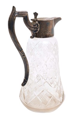 Lot 257 - 1920s cut glass decanter of bell form, with silver mounts and hinged cover (Sheffield 1928)