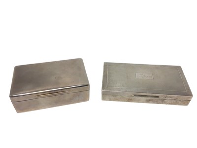 Lot 263 - Late 1930s silver cigarette box of rectangular form, with engine turned decoration and one other