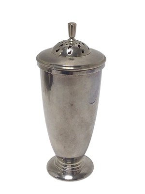 Lot 267 - Contemporary silver sugar caster of circular tapering form, with pierced slip in cover