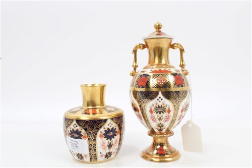Lot 2036 - Royal Crown Derby Imari two-handled vase and...
